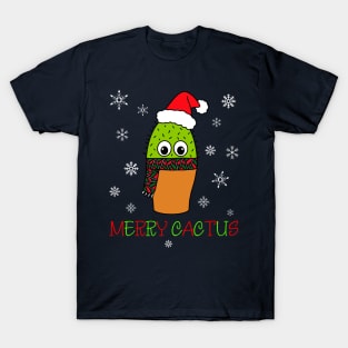 Merry Cactus - Cute Cactus With Christmas Scarf T-Shirt